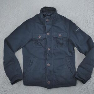 Abercrombie Kids Jacket Boys XL Navy Blue Quilted Lined Field Coat Utility Milit